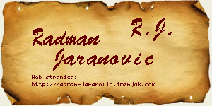 Radman Jaranović vizit kartica